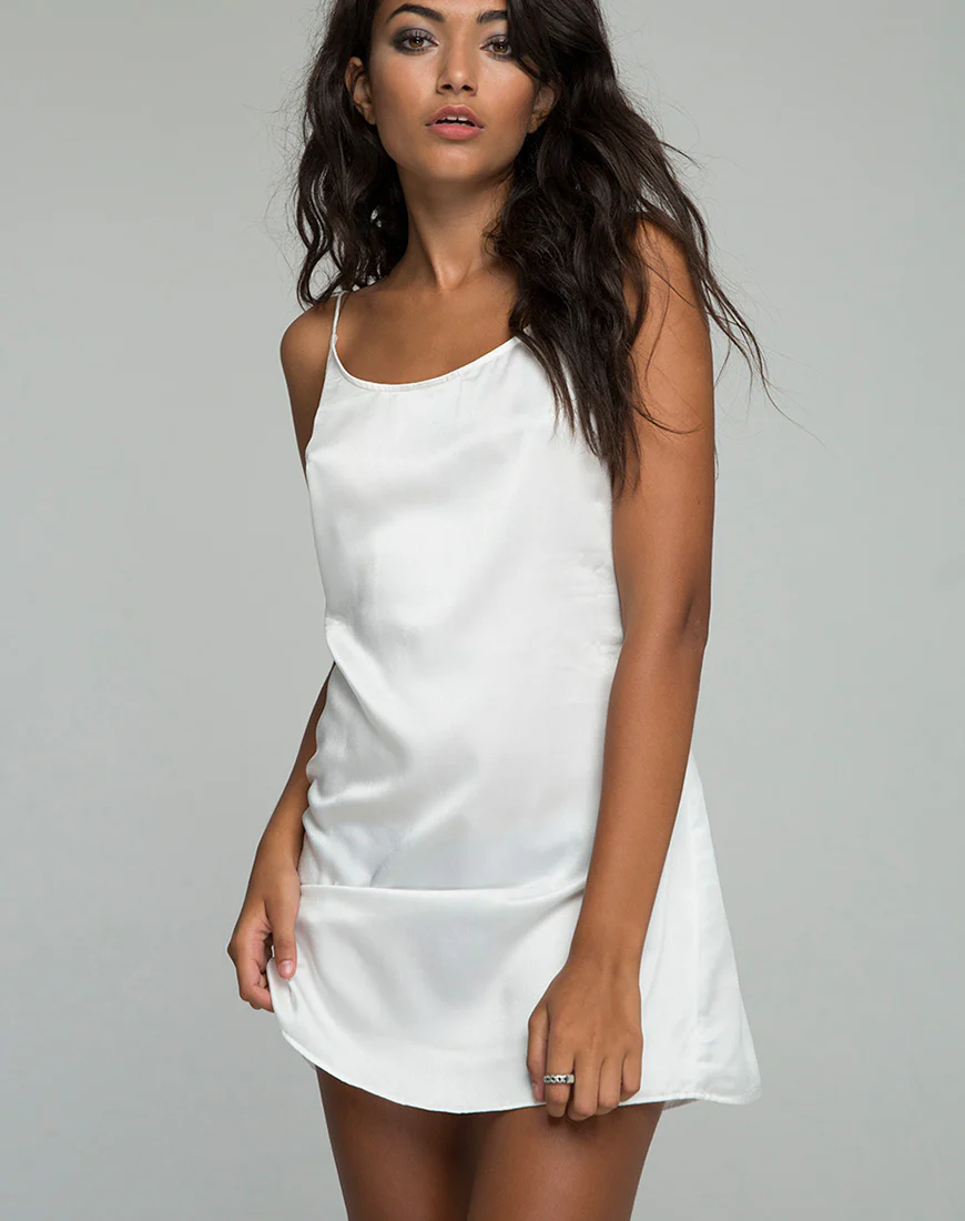 Lucille Slip Dress in Satin Bone - Awmao