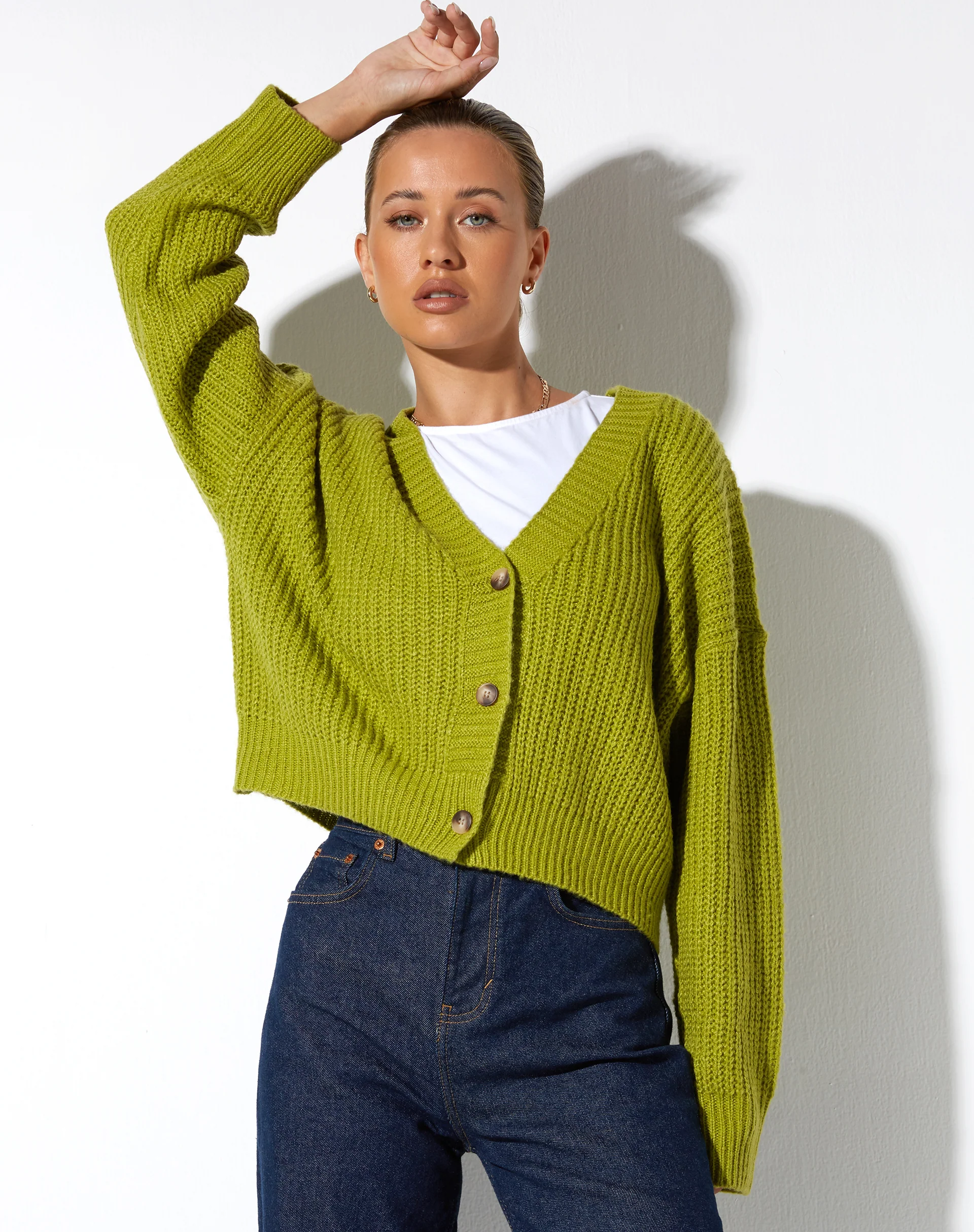 Faya Cardigan in Knit Sour Apple - Awmao