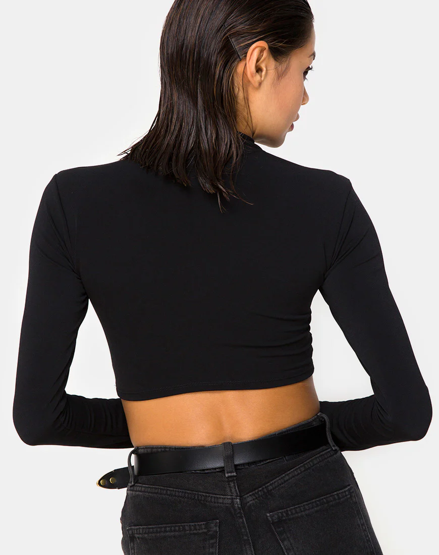 Sinex Crop Top in Black - Awmao