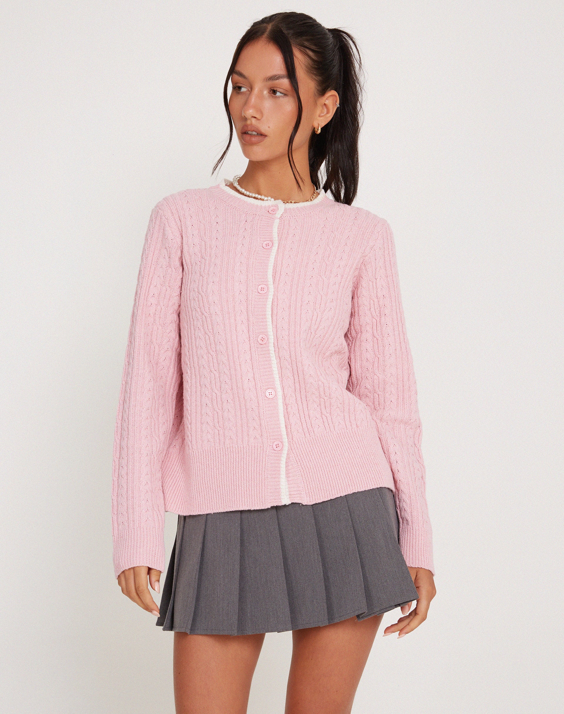 Bavana Cardigan in Pink - Awmao