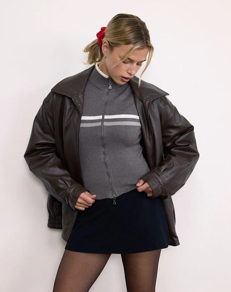 Tabeya Sleeveless Knit Jacket in Grey - Awmao