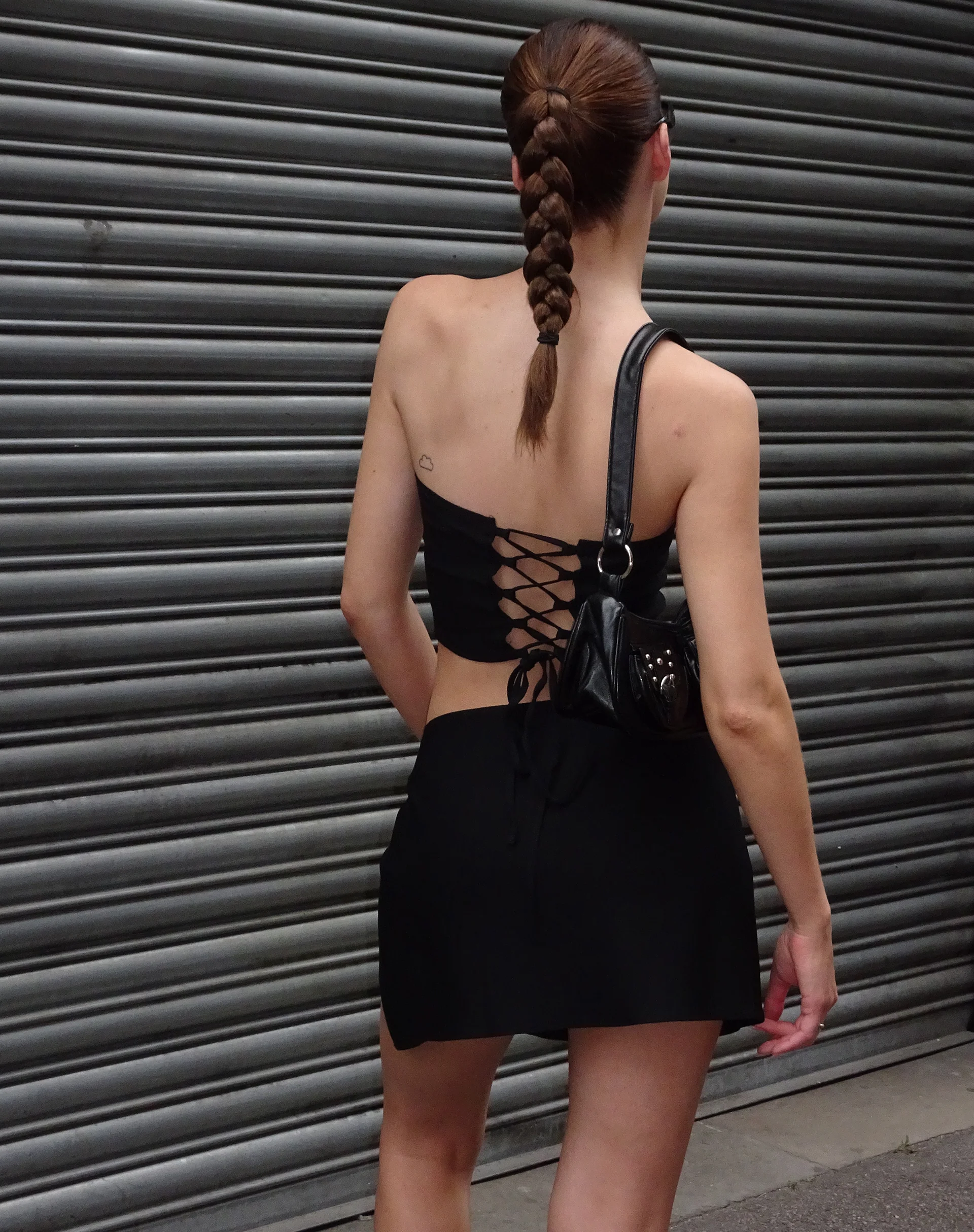 Panilka Bandeau Top in Black - Awmao