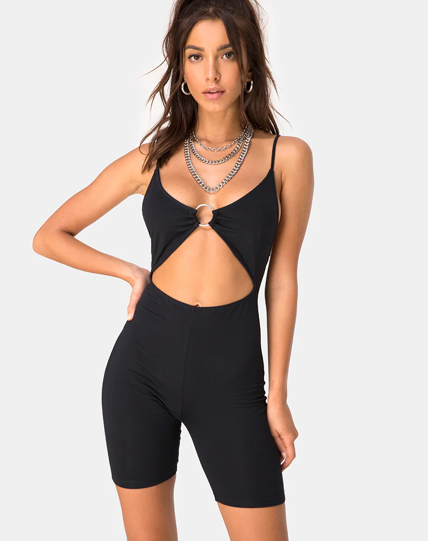 Jepu Unitard in Black - Awmao