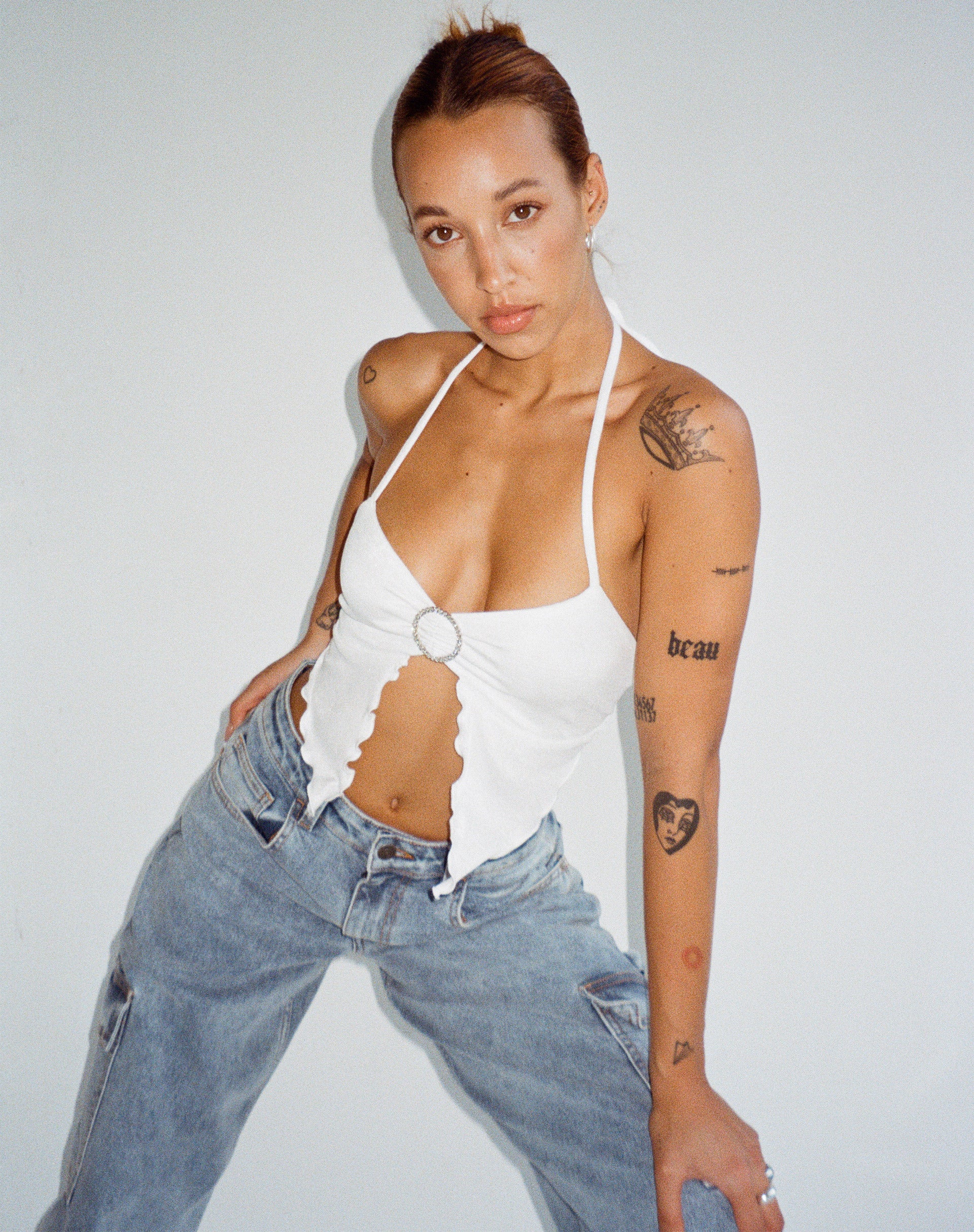 Shima Crop Top in White - Awmao