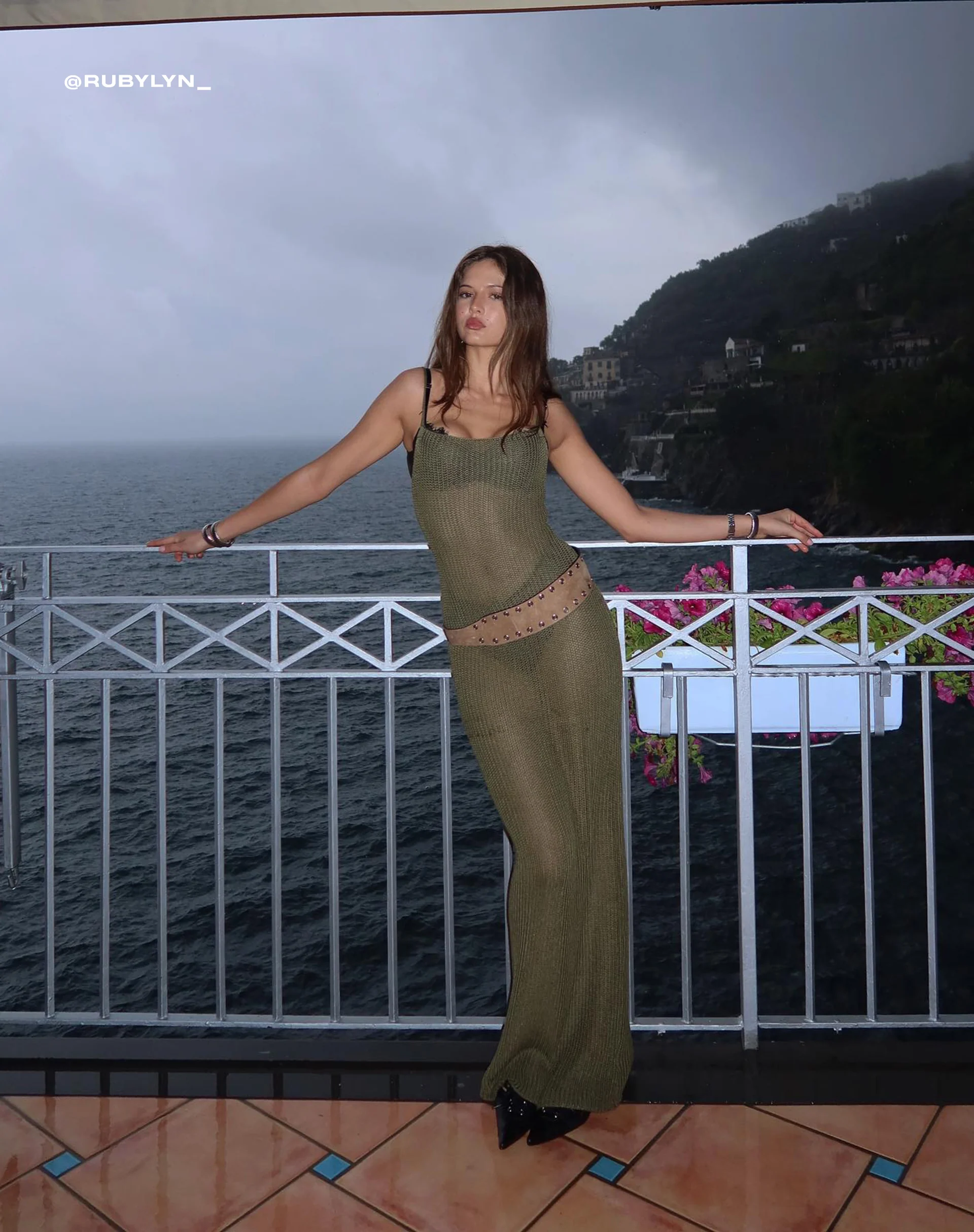 Norila Knitted Maxi Dress in Olive - Awmao