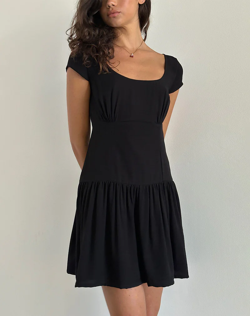 Ohayo Mini Dress in Black - Awmao