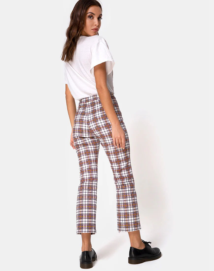 Grava Trouser in Grunge Check Purple - Awmao