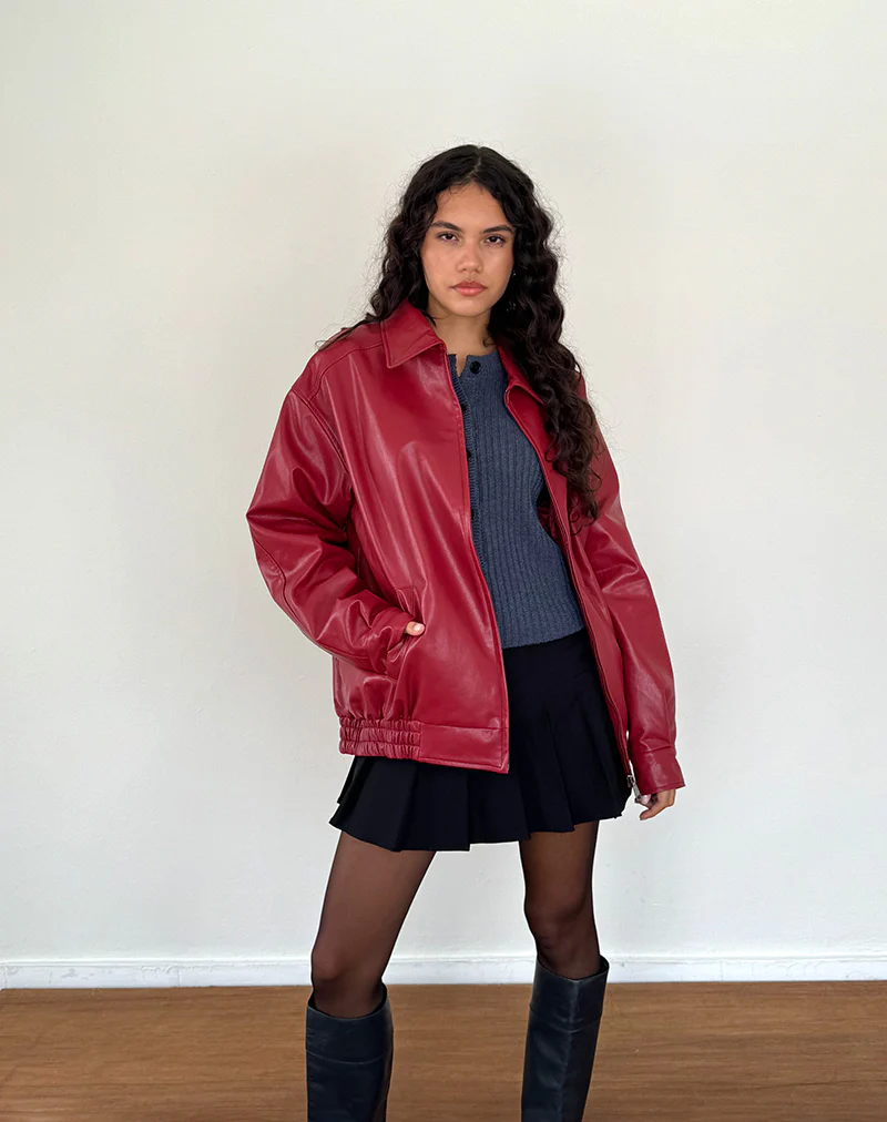 Cavita PU Jacket in Blood Red - Awmao