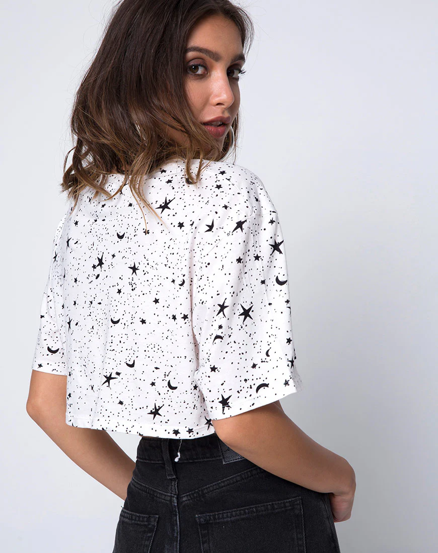 Super Cropped Tee in White Cosmo - Awmao