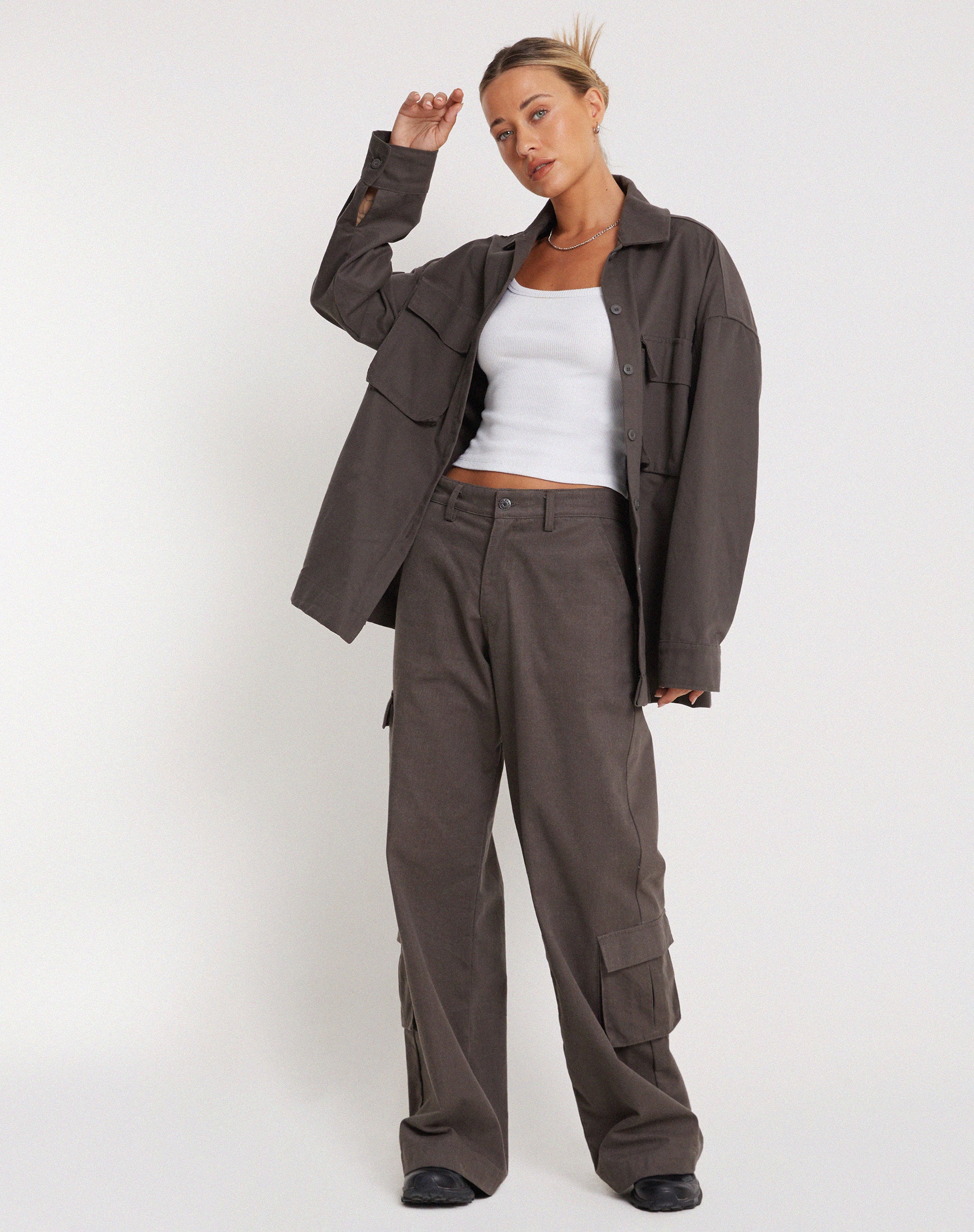 Phlox Oversized Shirt in Dark Grey - Awmao