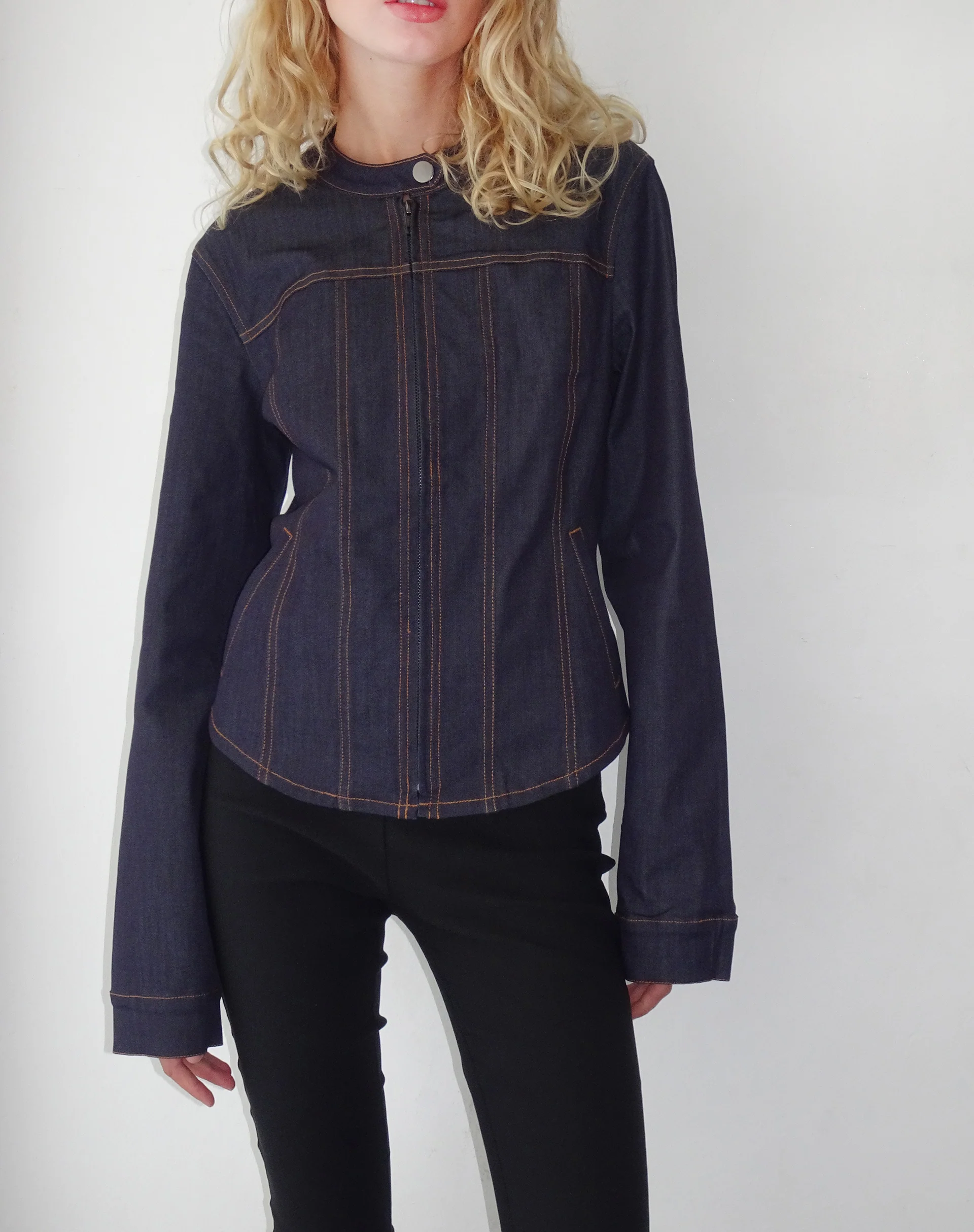 Puria Fitted Denim Look Tailored Jacket - Awmao