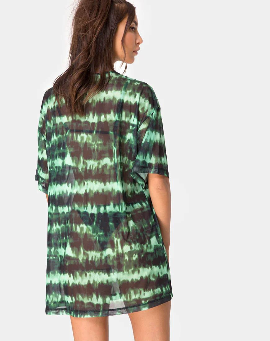 Sunny Kiss Tee in Tie Dye Turquoise Mesh - Awmao