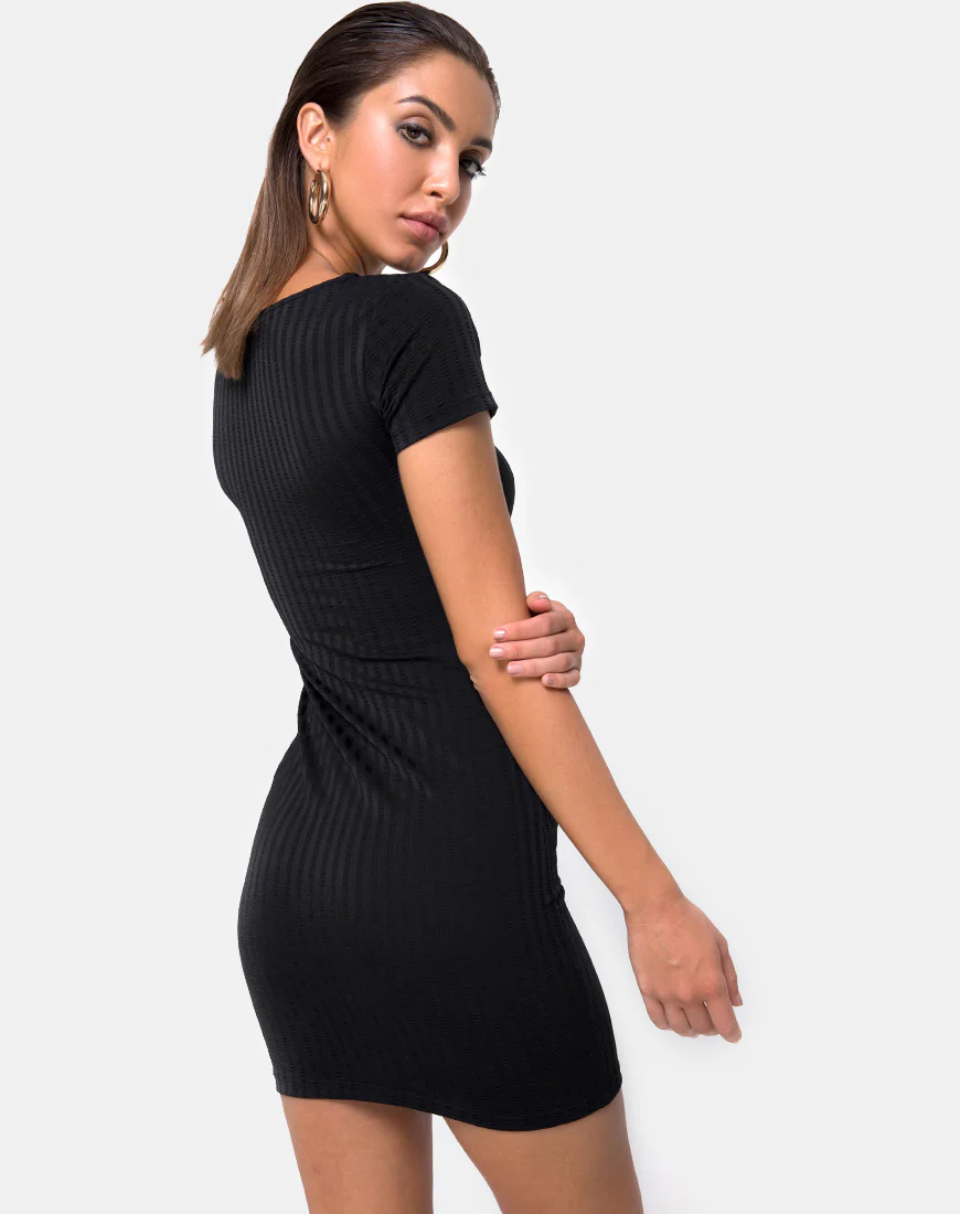 Shimmie Bodycon Dress in Black - Awmao