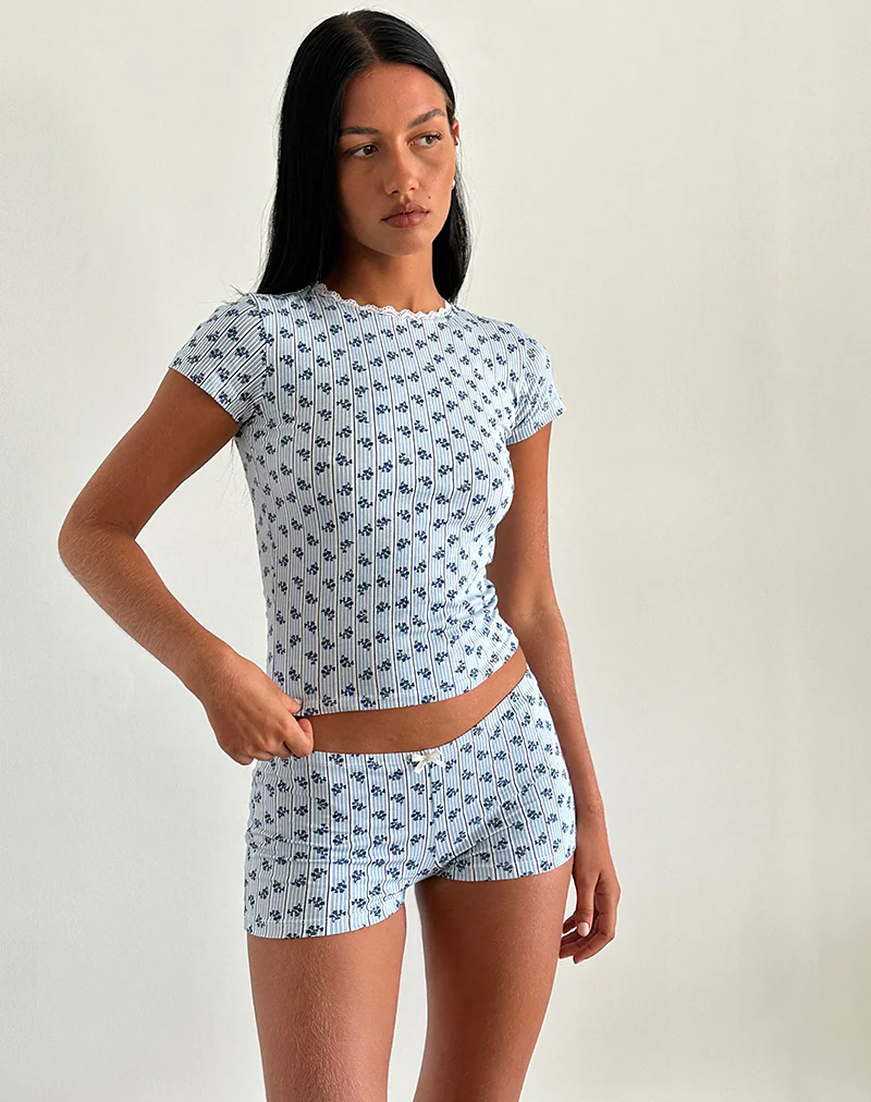 Ritulia Micro Short in Floral Stripe - Awmao