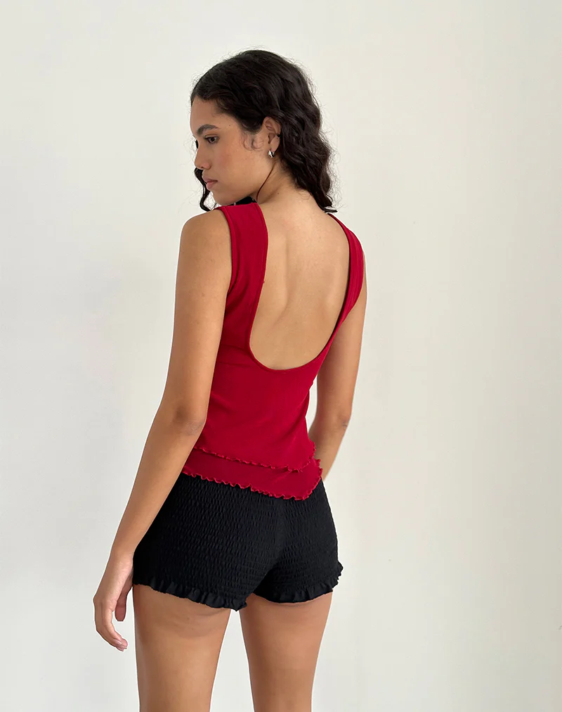 Rochie Asymmetric Top in Mesh Cherry - Awmao
