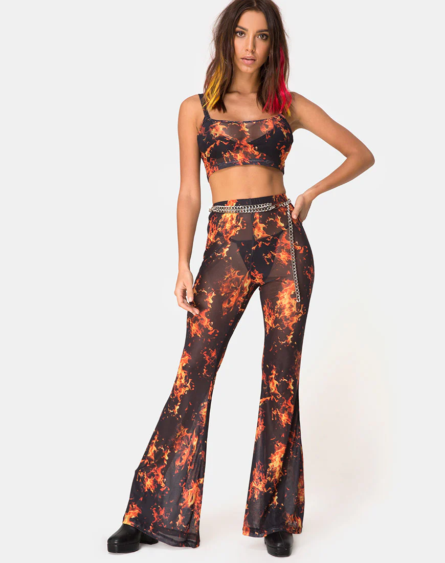 Herlom Flare Trouser in Fire Mesh - Awmao