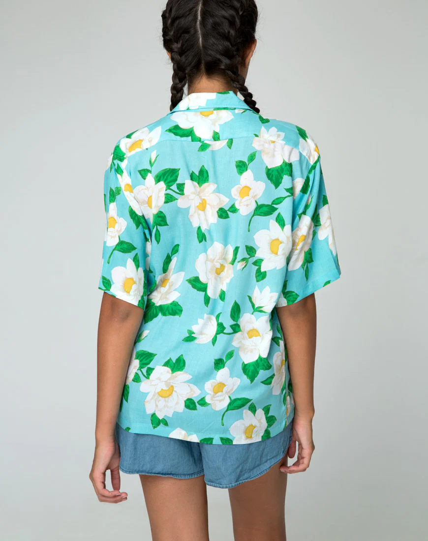 Hawaiian Shirt in White Rose - Awmao