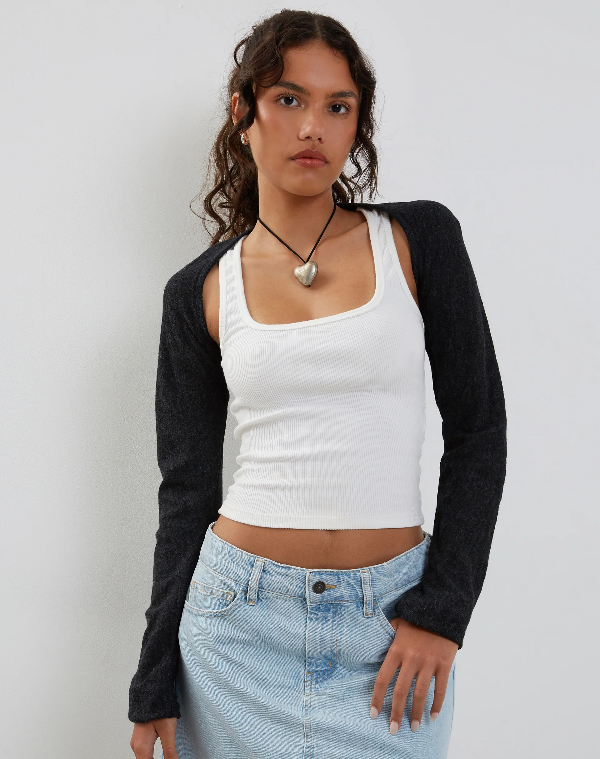 Dalika Knitted Shrug Top in Black - Awmao