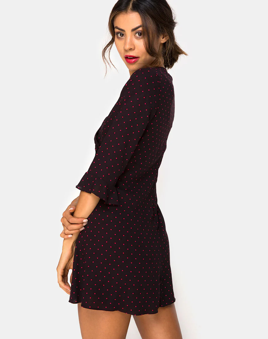 Vinon Dress in Cuban Dot Red - Awmao
