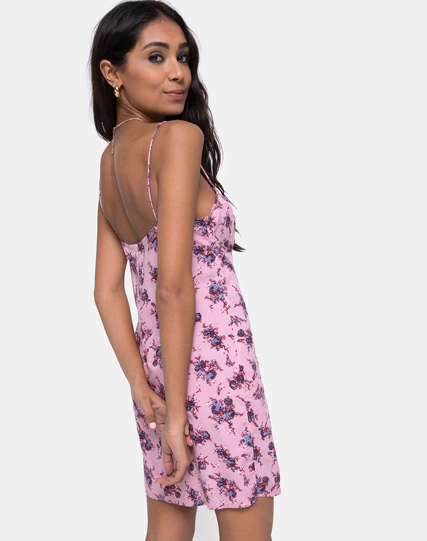 Kumala Slip Dress in Soheila Floral Blush - Awmao