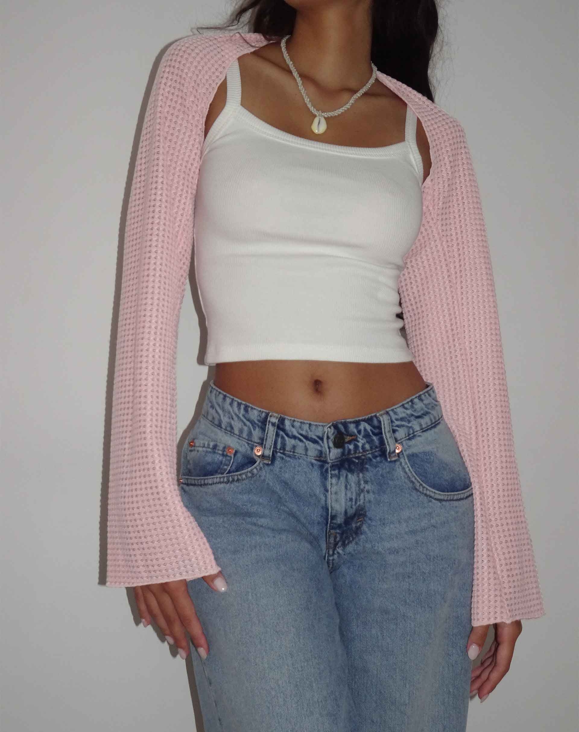 Nobila Shrug Top in Salmon Textured Crochet - Awmao