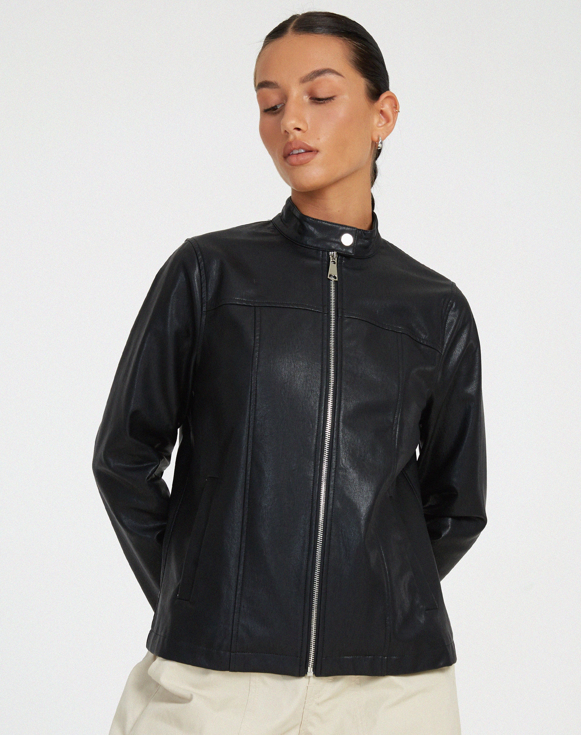 Olivia Jacket in PU Black - Awmao