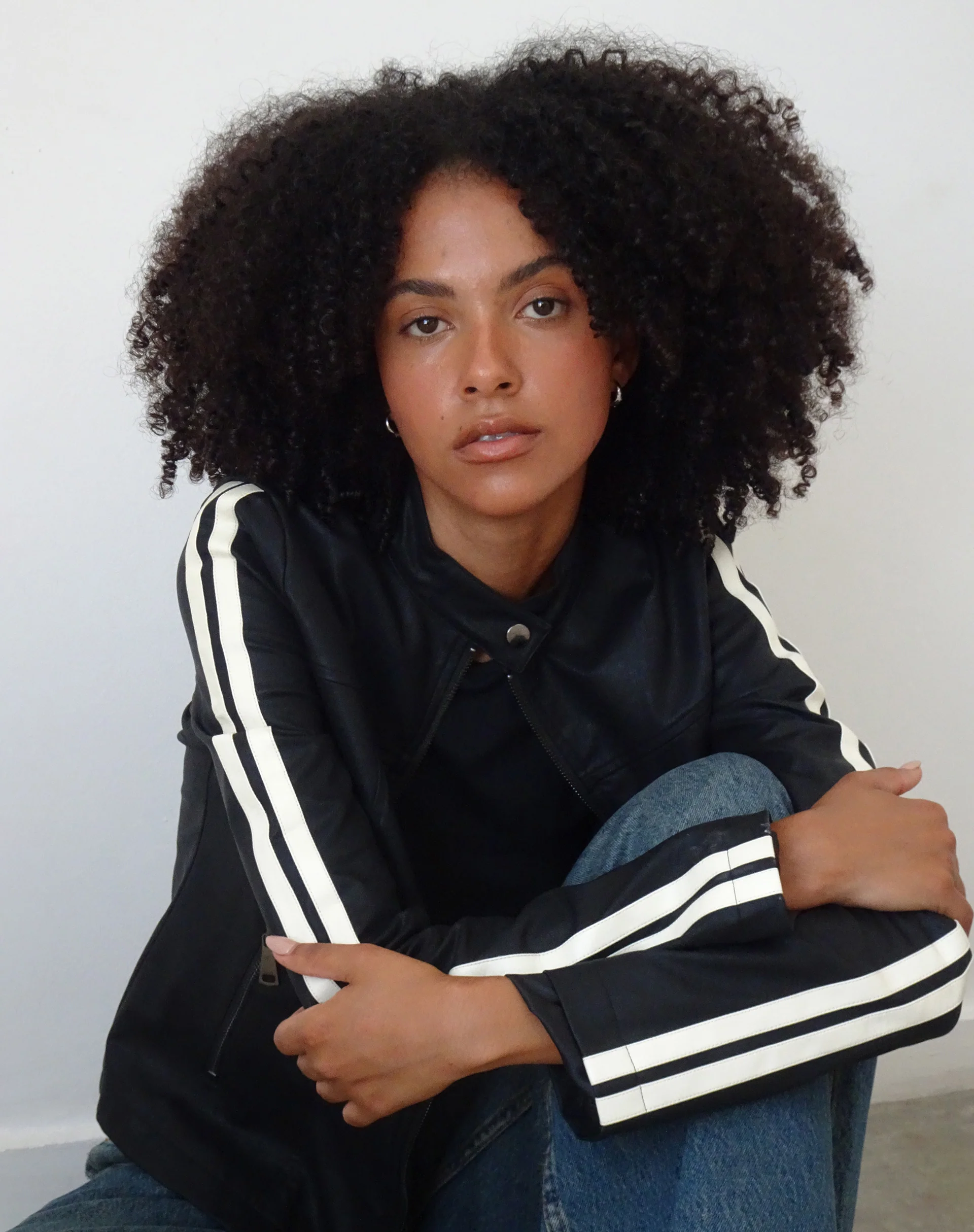 Jacquie Zip Up Biker Jacket in PU Black - Awmao