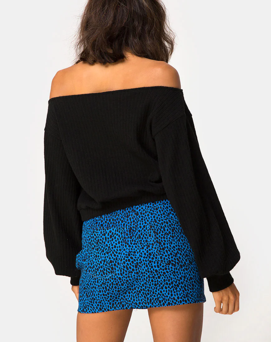 Mini Broomy Skirt in Wild Cat Blue - Awmao