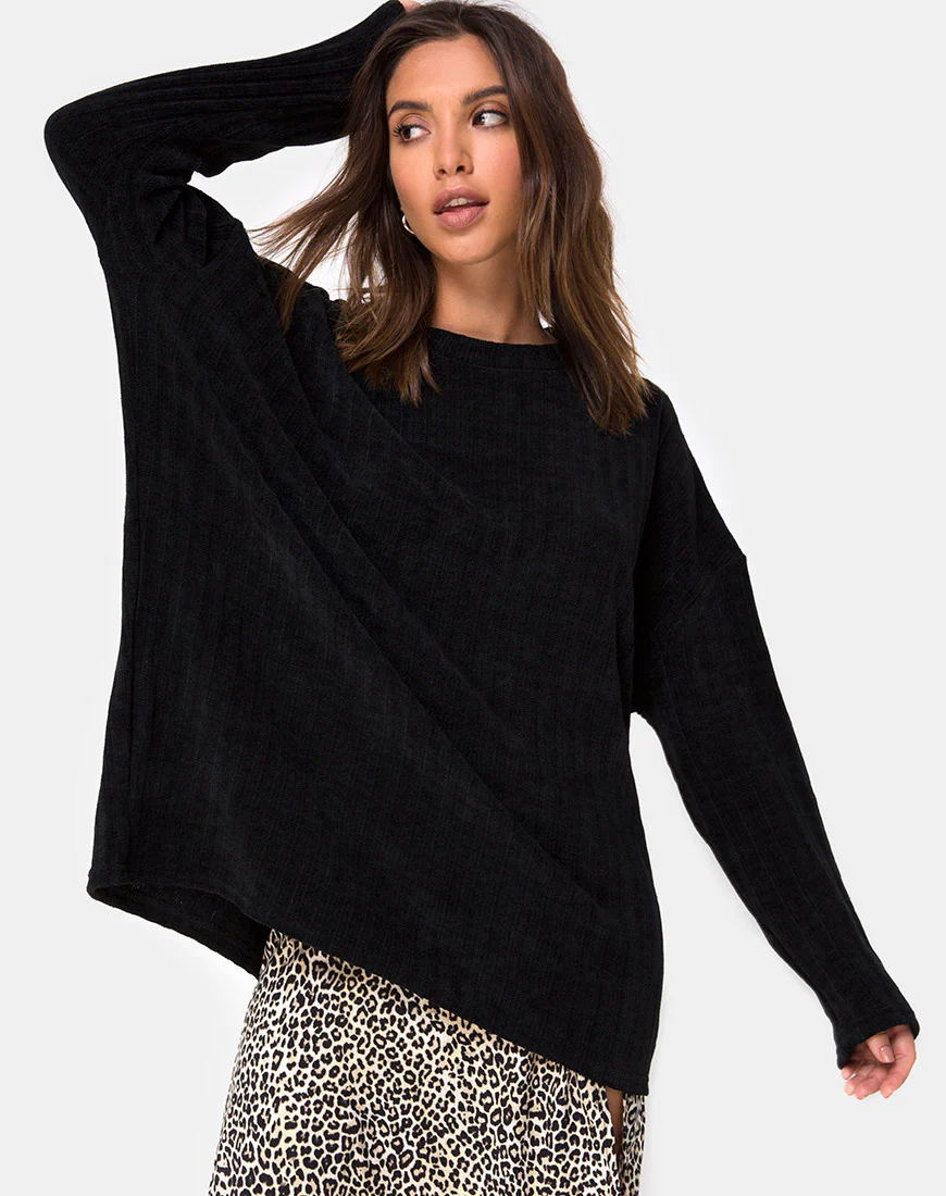 Dad Jumper in Chenille Black - Awmao