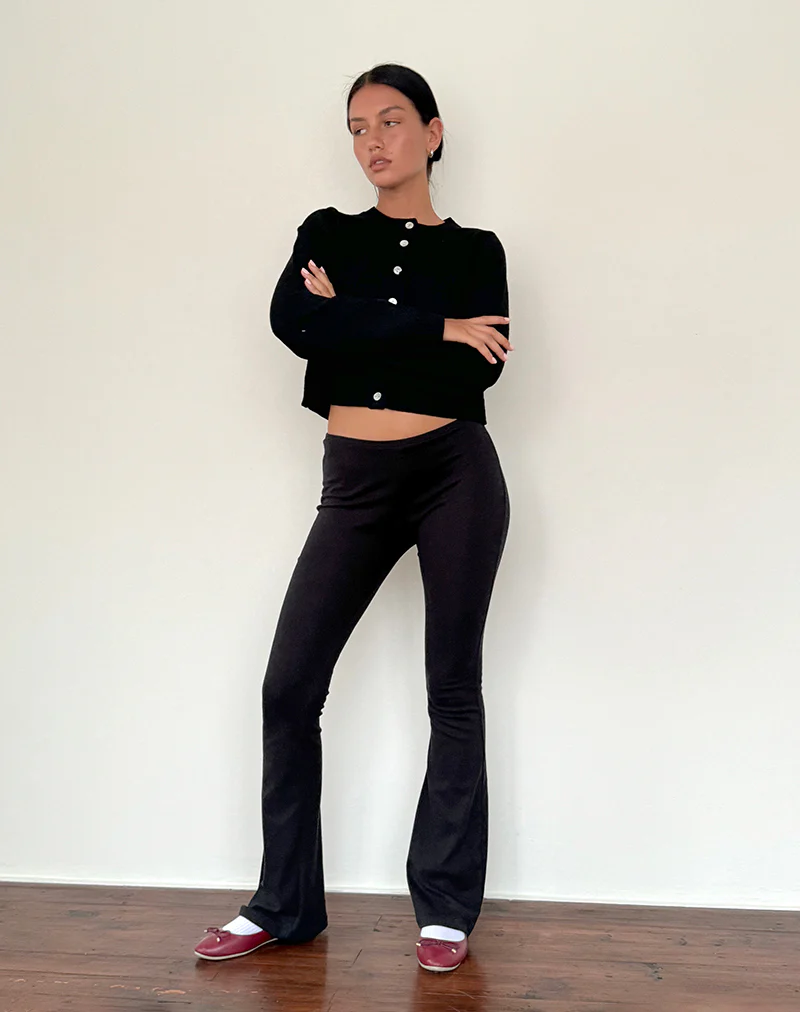 Joxiel Soft Rib Flared Trouser in Black - Awmao