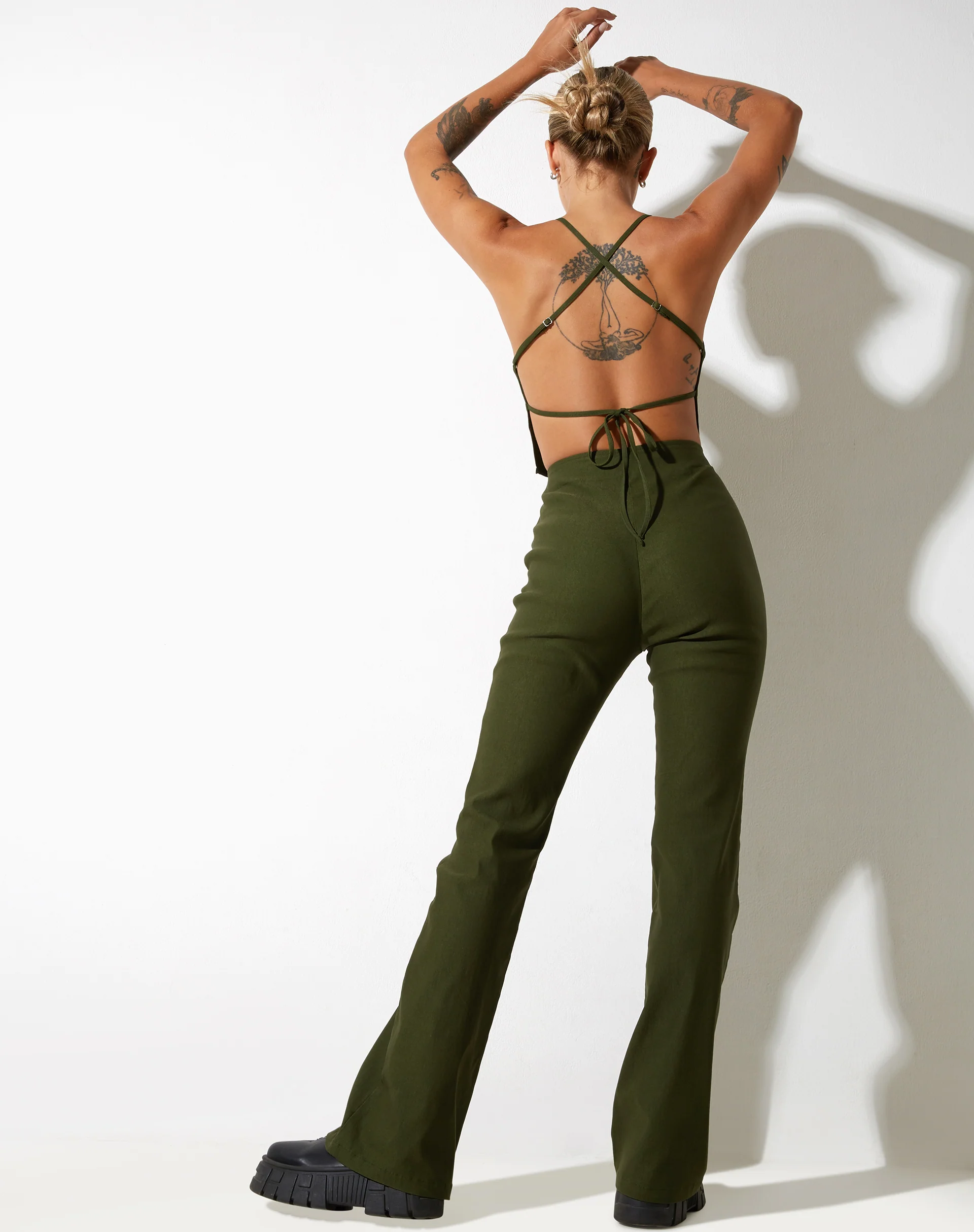 Zorah Flare Trouser in Tailoring Olive - Awmao