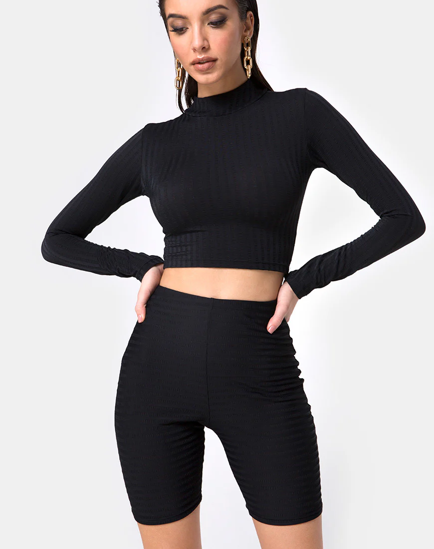 Cycle Short in Black Horizontal Stripe - Awmao