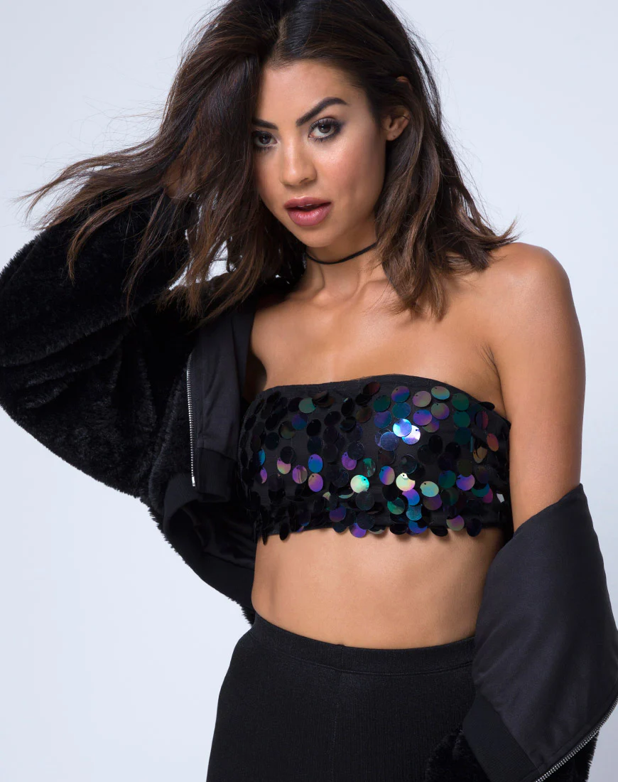 Tube Top in Opal Disc Sequin - Awmao