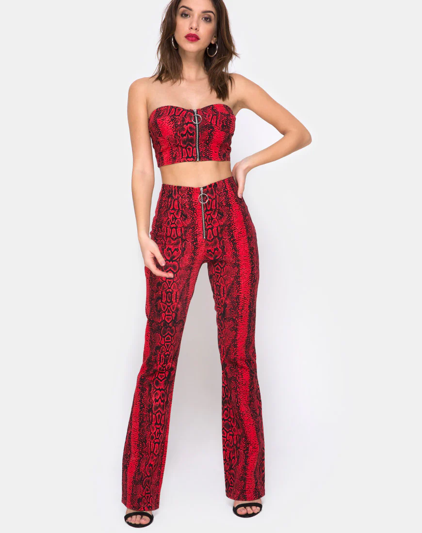 Zolia Trouser in Snake Red - Awmao