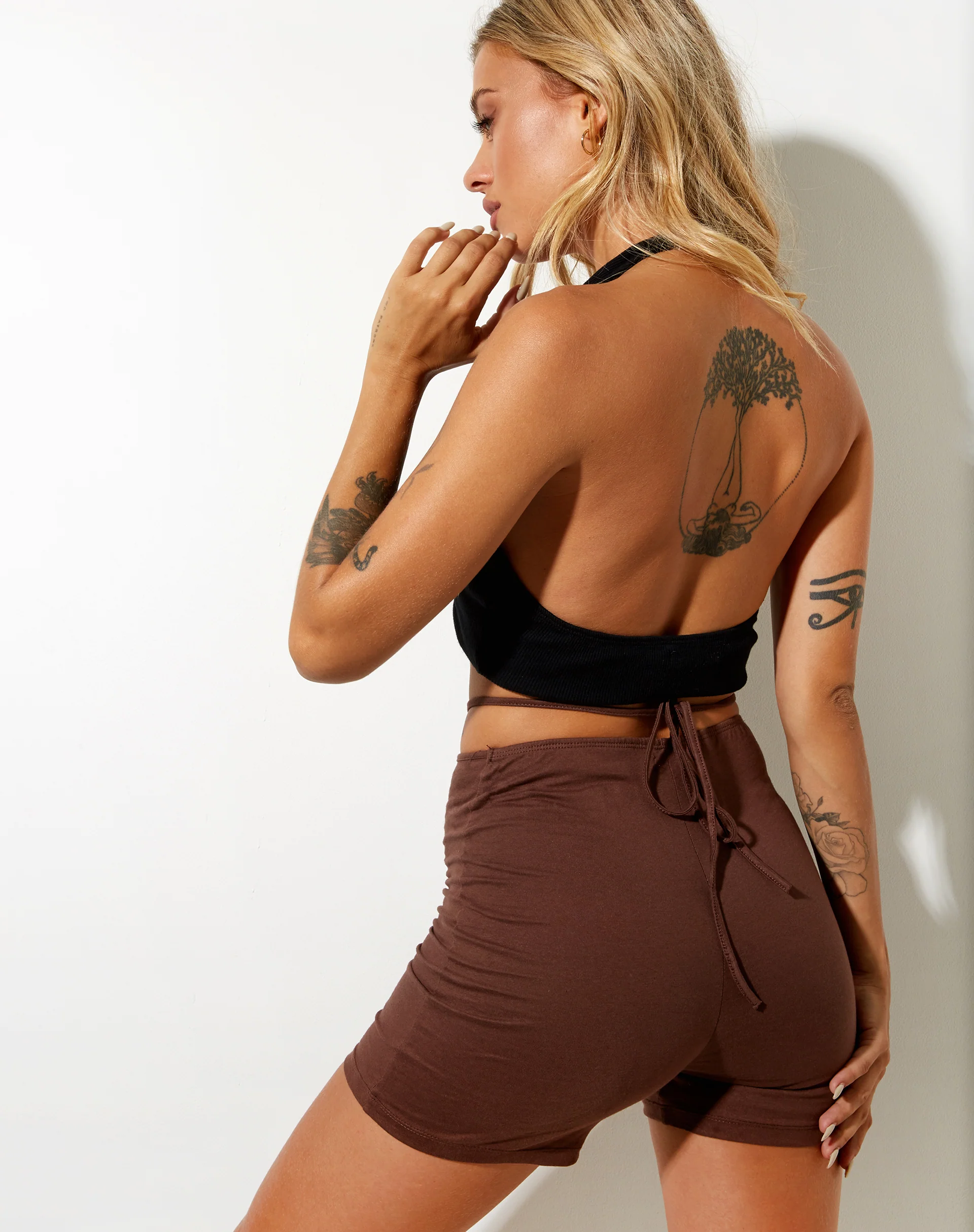 Ben Hot Pant in Lycra Deep Mahogany - Awmao