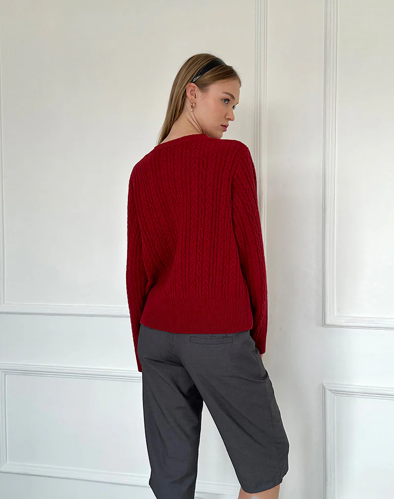 Bavana Cardigan in Deep Red - Awmao