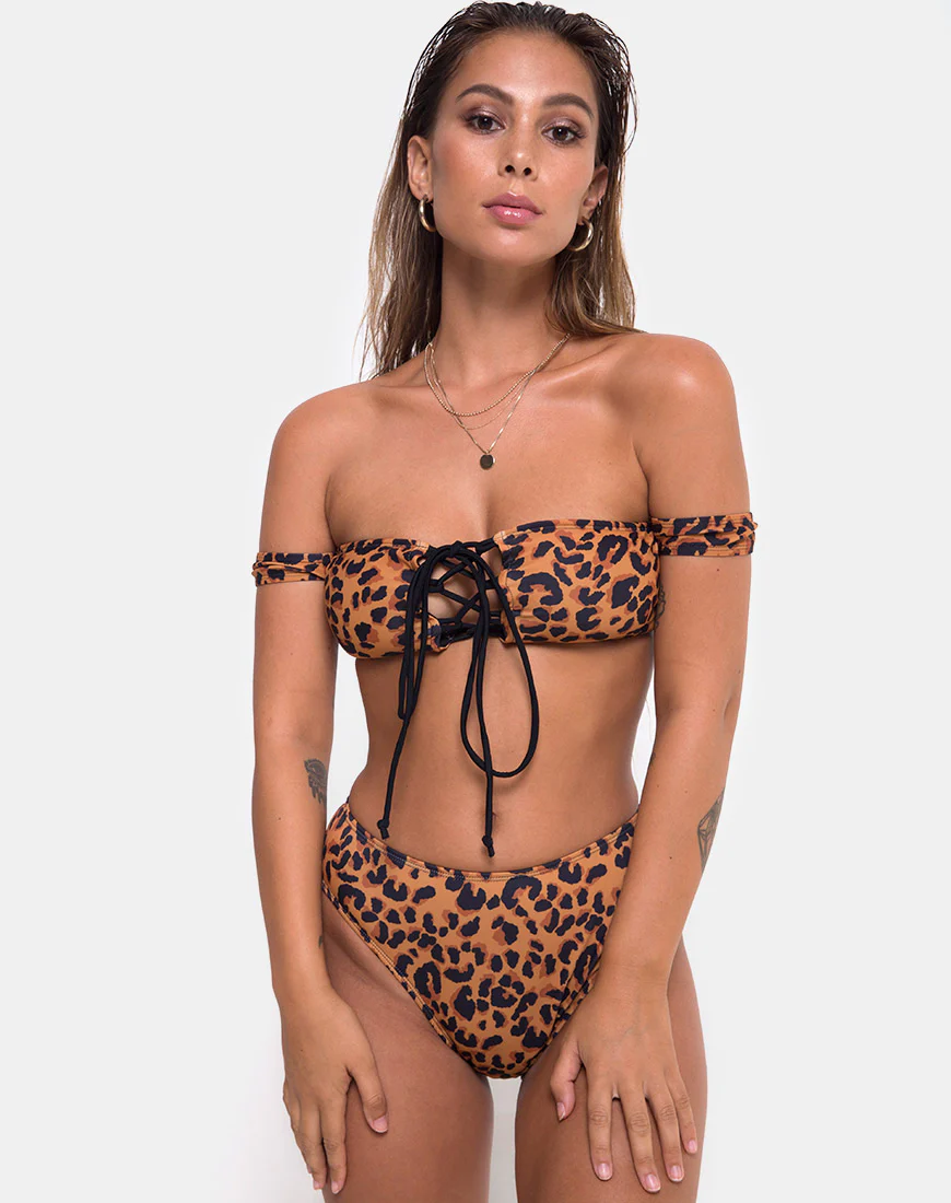 Val Bikini Top in Burn Out Leopard - Awmao