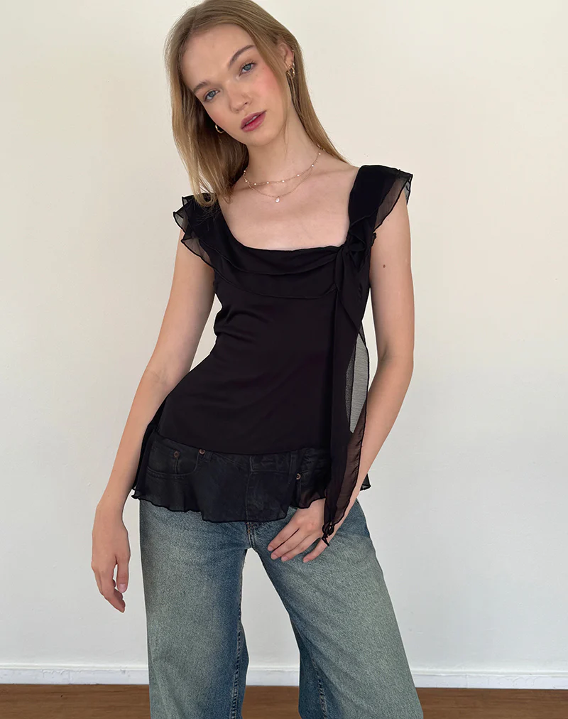 Piro Top in Chiffon Black - Awmao