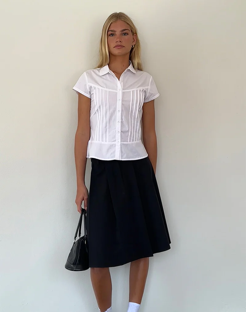 Wilmot Blouse in White Poplin - Awmao