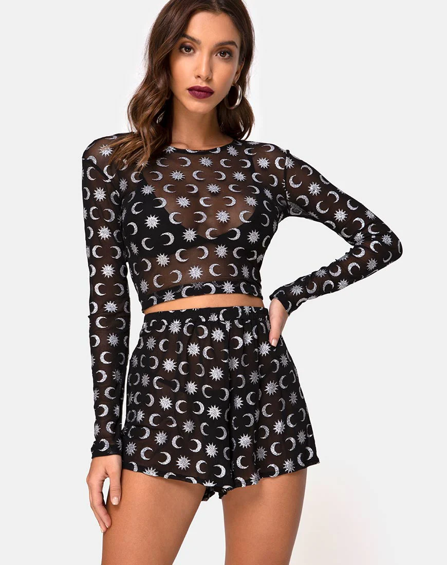 Boris Short in Over the Moon Black with Glitter - Awmao