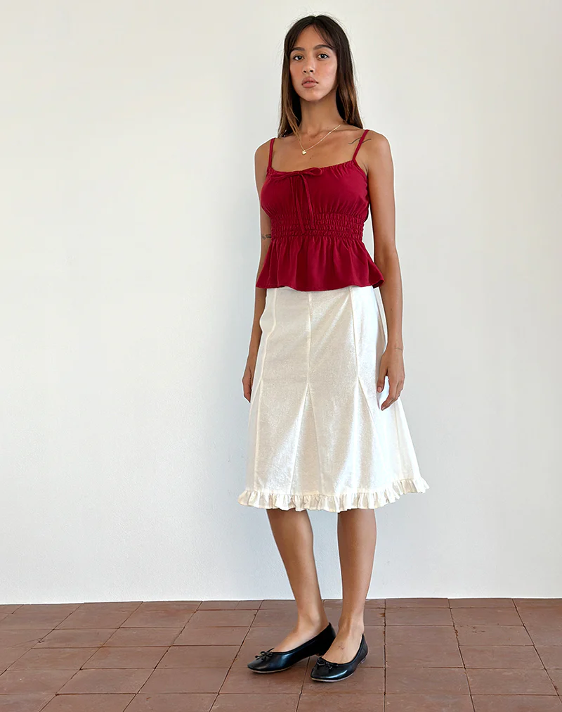 Lyncia Tie Front Cami Top in Adrenaline Red - Awmao
