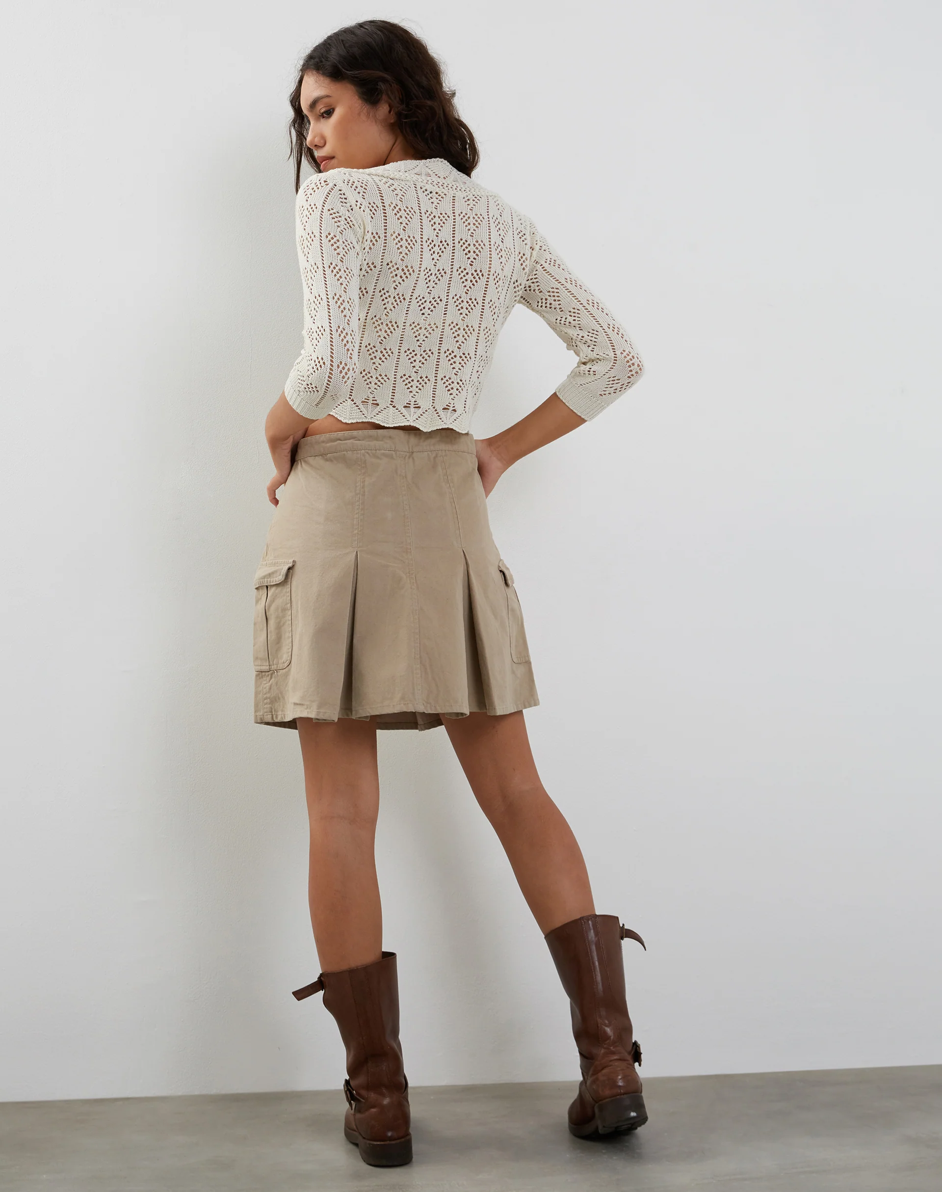 Avery Ribbon Tie Front Cardigan in Ivory - Awmao