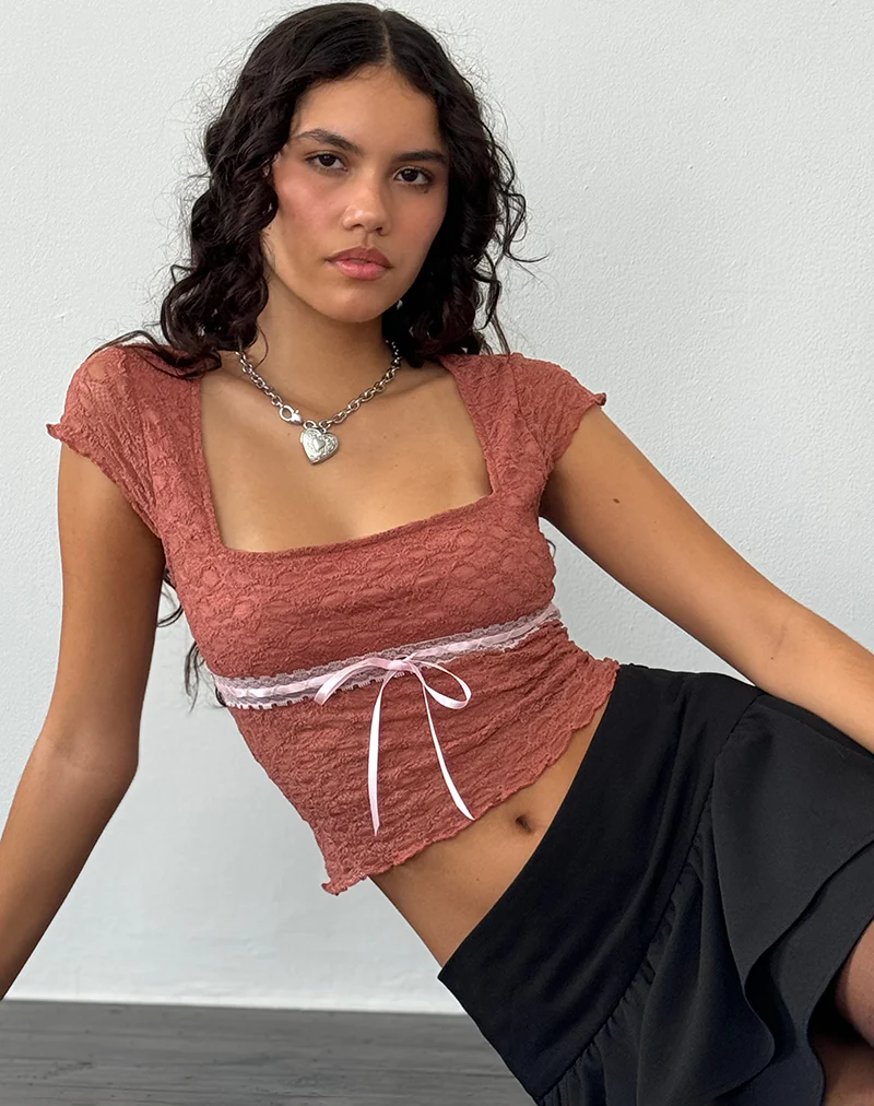Sherine Lace Top in Withered Rose - Awmao