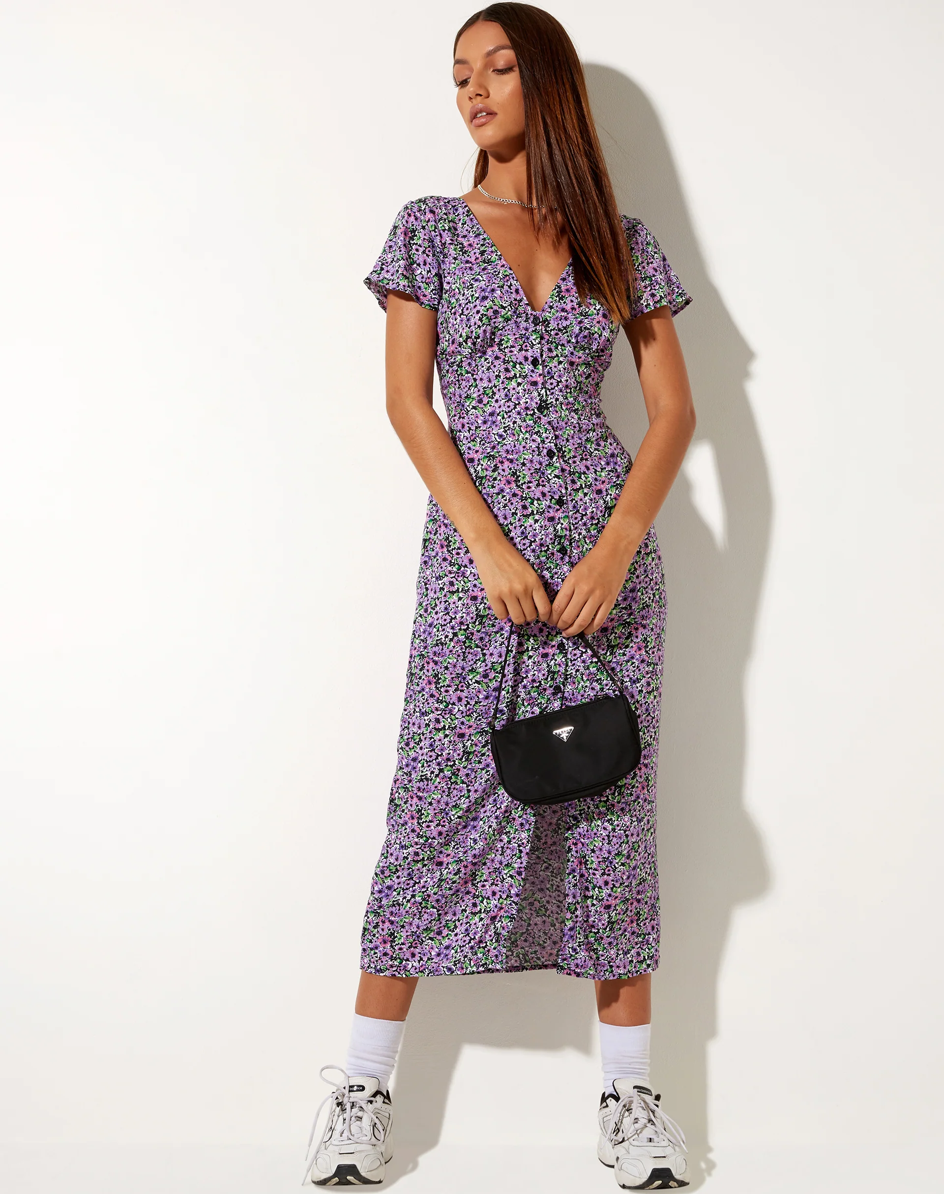 Larin Midi Dress in Lilac Blossom - Awmao