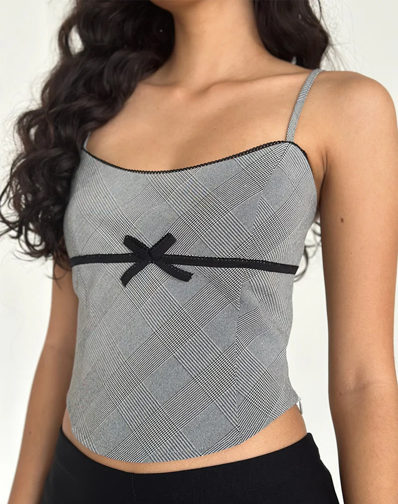 Canika Corset Top in Black and White Multi Check - Awmao