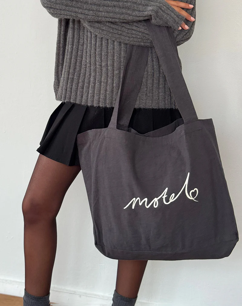 Nola Totebag in Beluga with Motel Print - Awmao