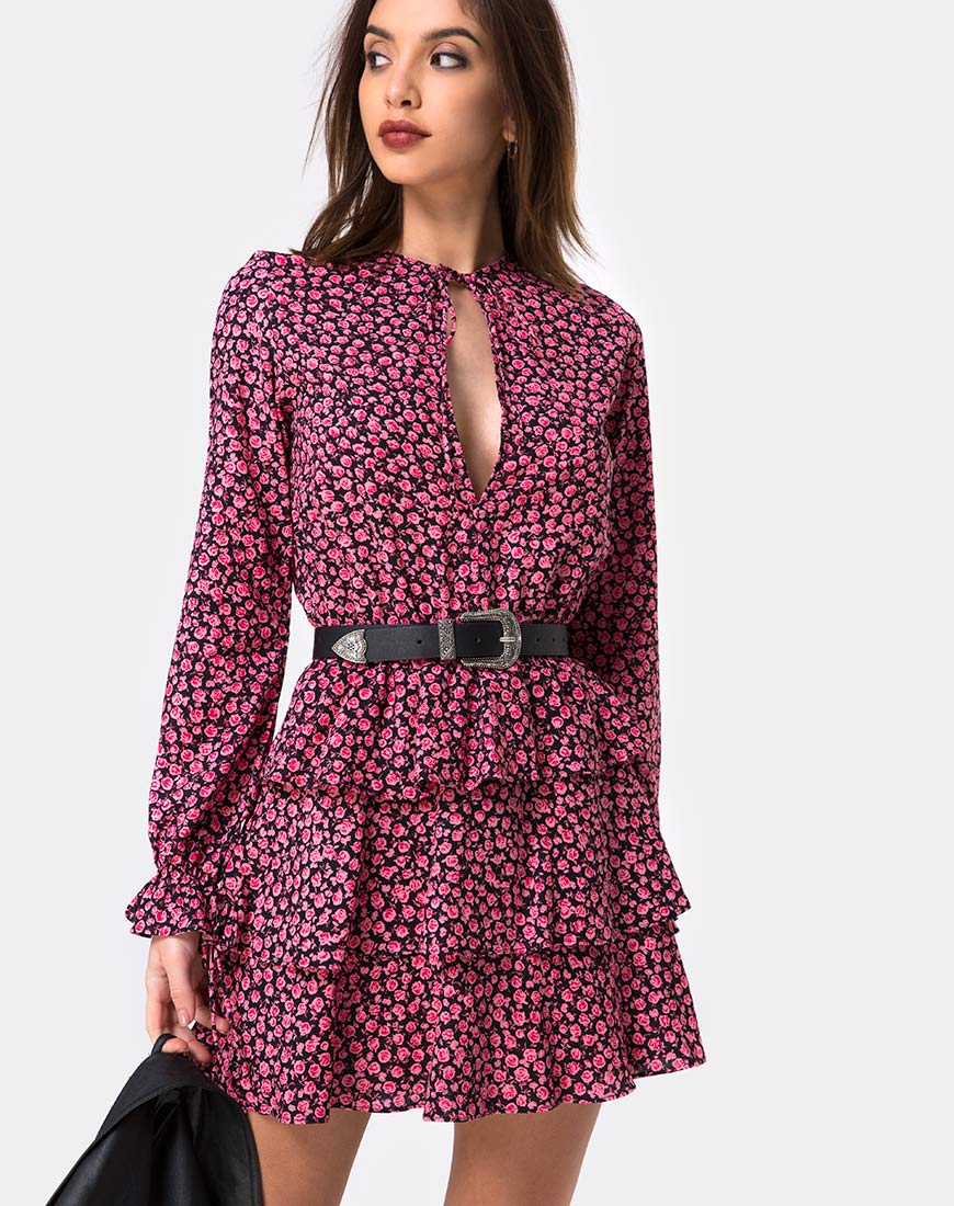 Kepsibelle Dress in Ditsy Rose Pink - Awmao