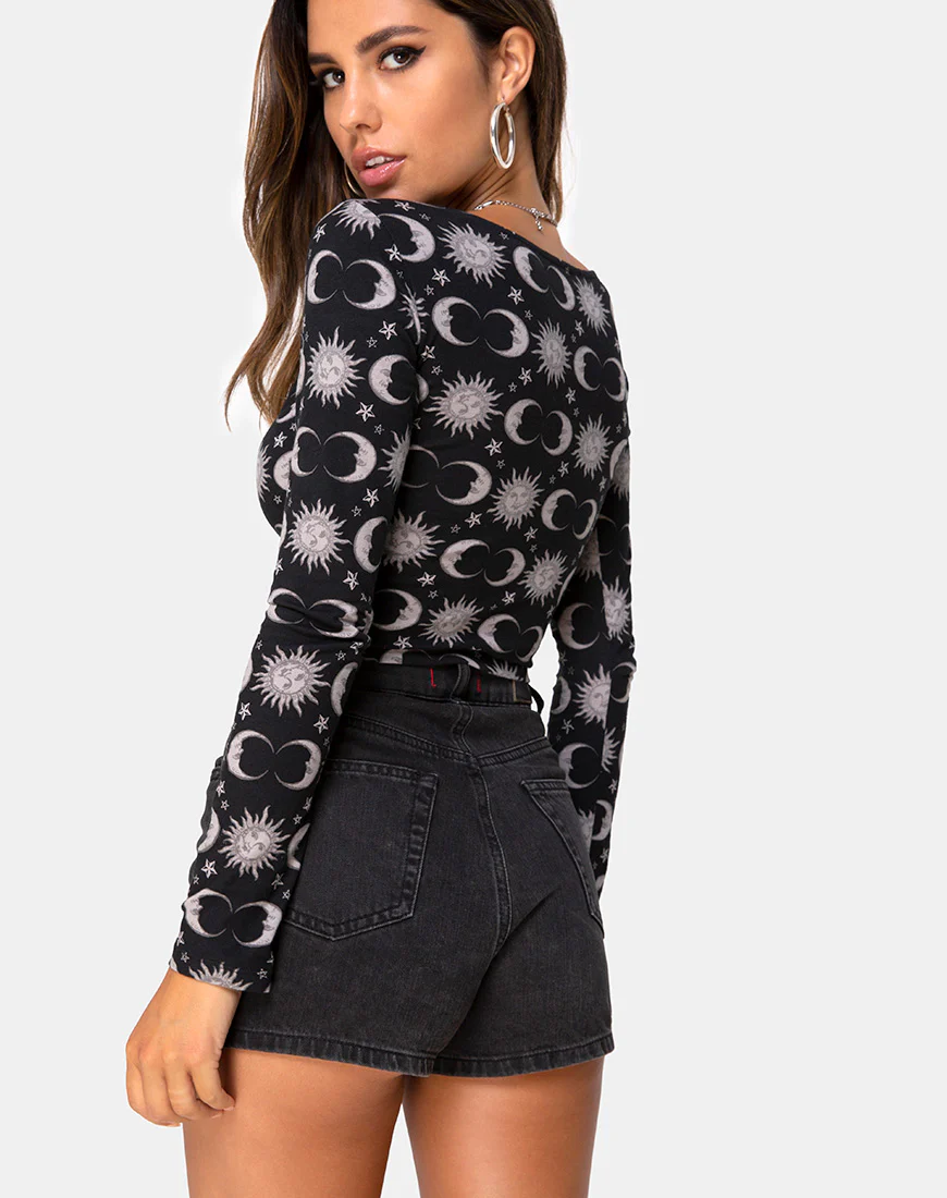 Carla Crop Top in Moonlight Black - Awmao