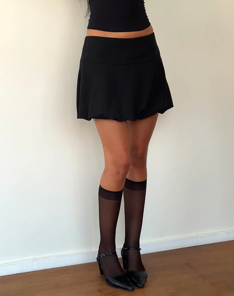 Keshi Puffball Mini Skirt in Black - Awmao