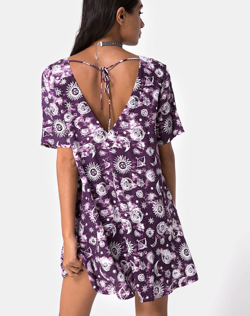 Crosena Swing Dress in Purple Zodiac - Awmao
